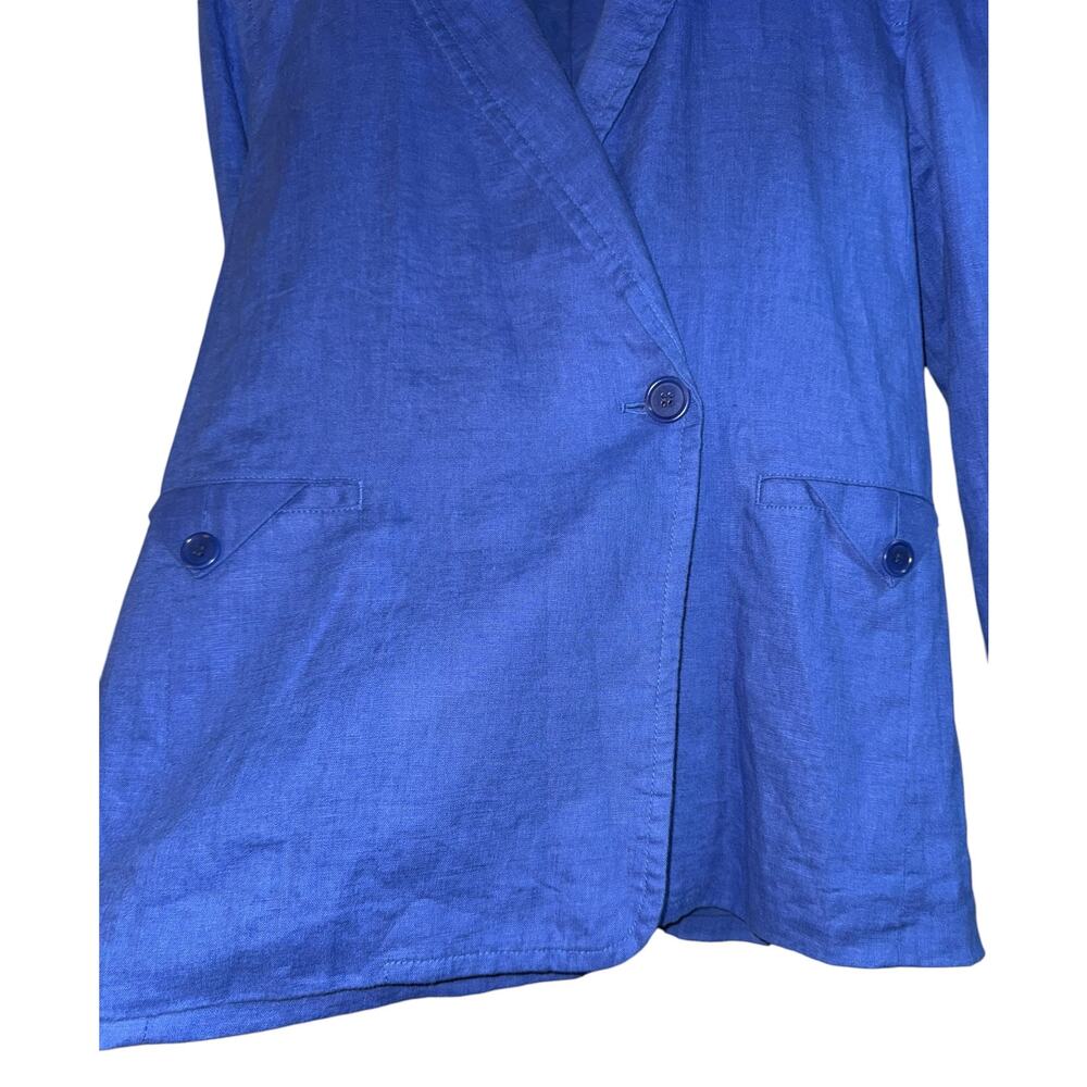 Madewell Linen Blazer Women's Small Electric Blue‎ Wedding Career Workwear Beach - Picture 3 of 7